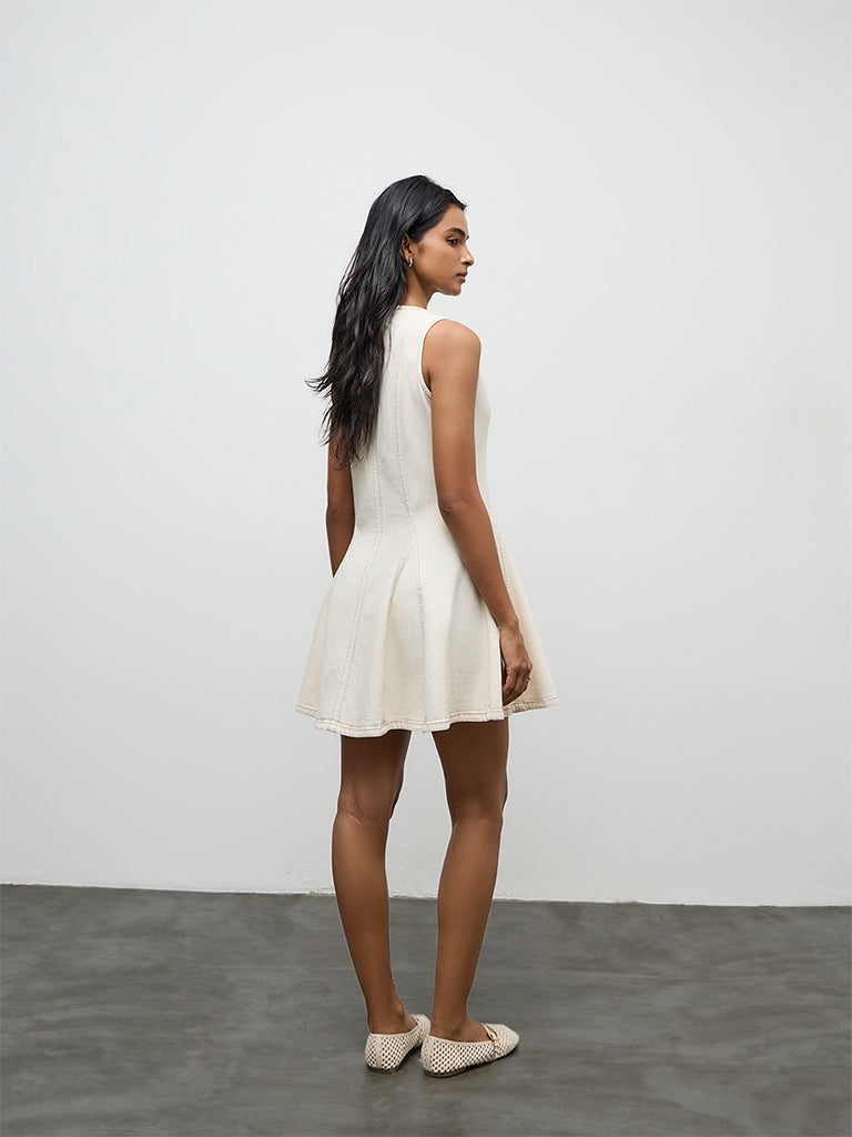 LOV Off-White Denim A-Line Dress