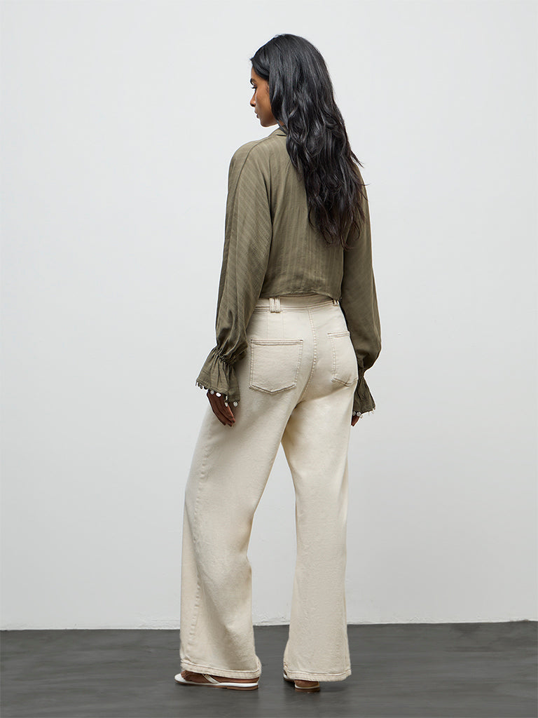 LOV Off-White Solid High-Rise Jeans