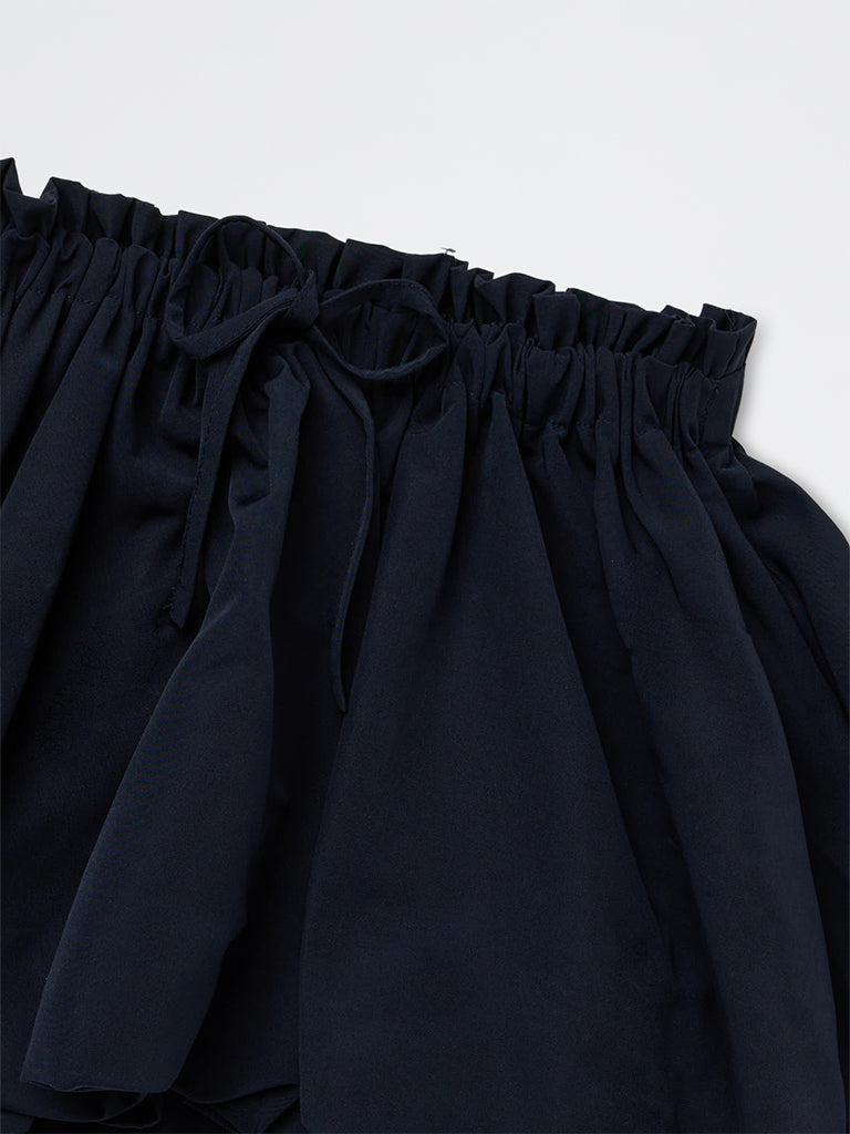 Girls Navy High-Rise Bubble Skirt