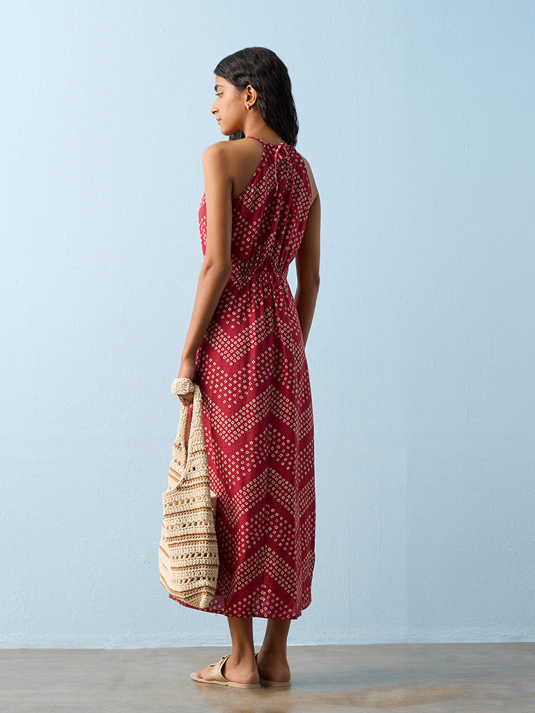 Bombay Paisley Red Chevron Pattern A-Line Dress