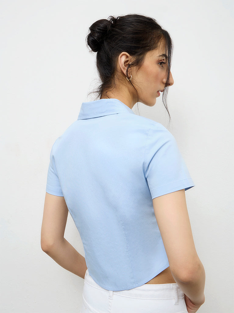 Nuon Light Blue Tie-Up Detail Shirt