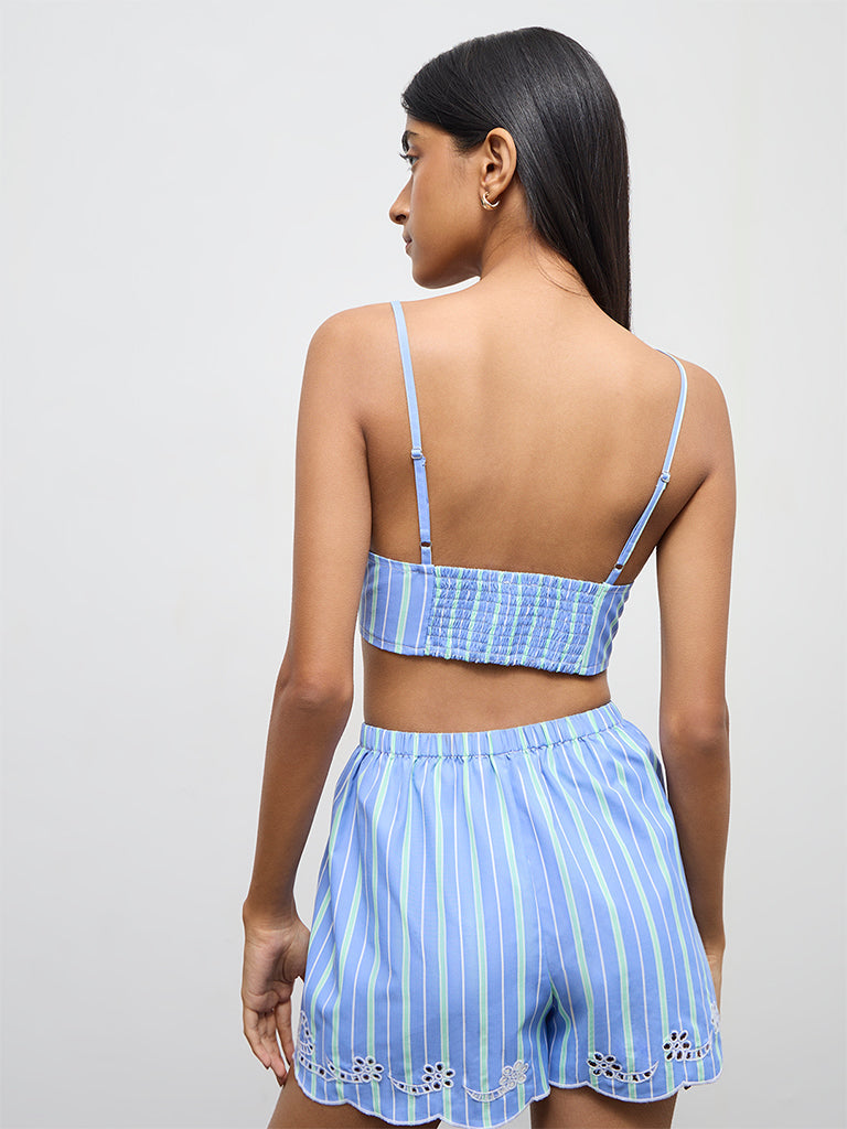 Nuon Blue Chevron Printed Bralette Top