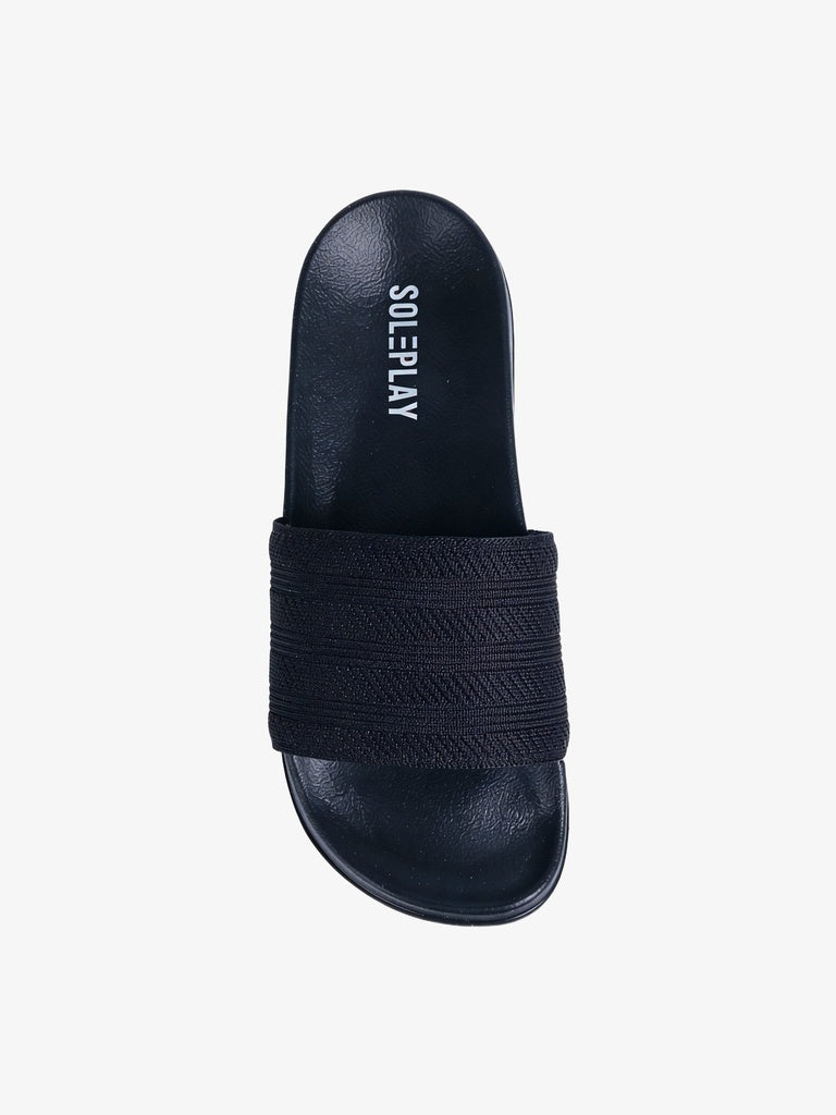 SOLEPLAY Black Knit Slides