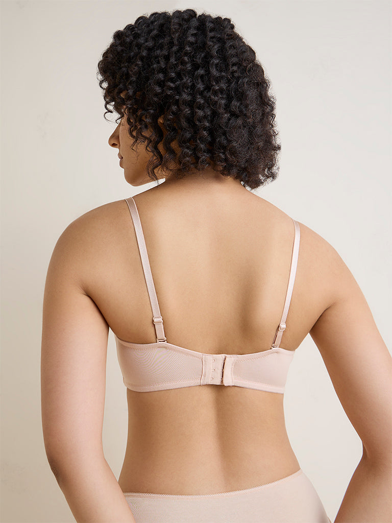 Wunderlove Light Beige Underwired Cotton-Blend Strapless Bra