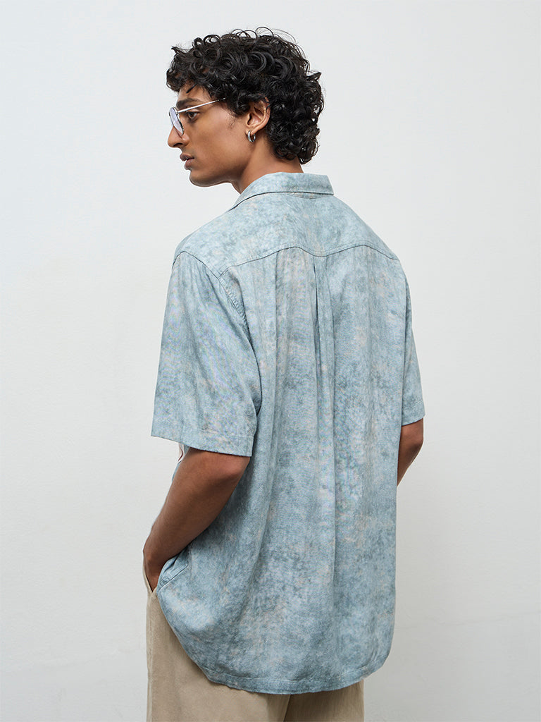 ETA Light Teal Printed Relaxed-Fit Shirt