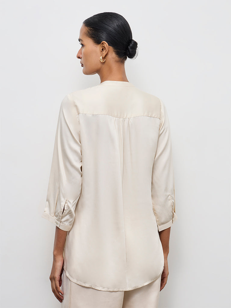 Zuba Off-White Floral Embroidered Tunic