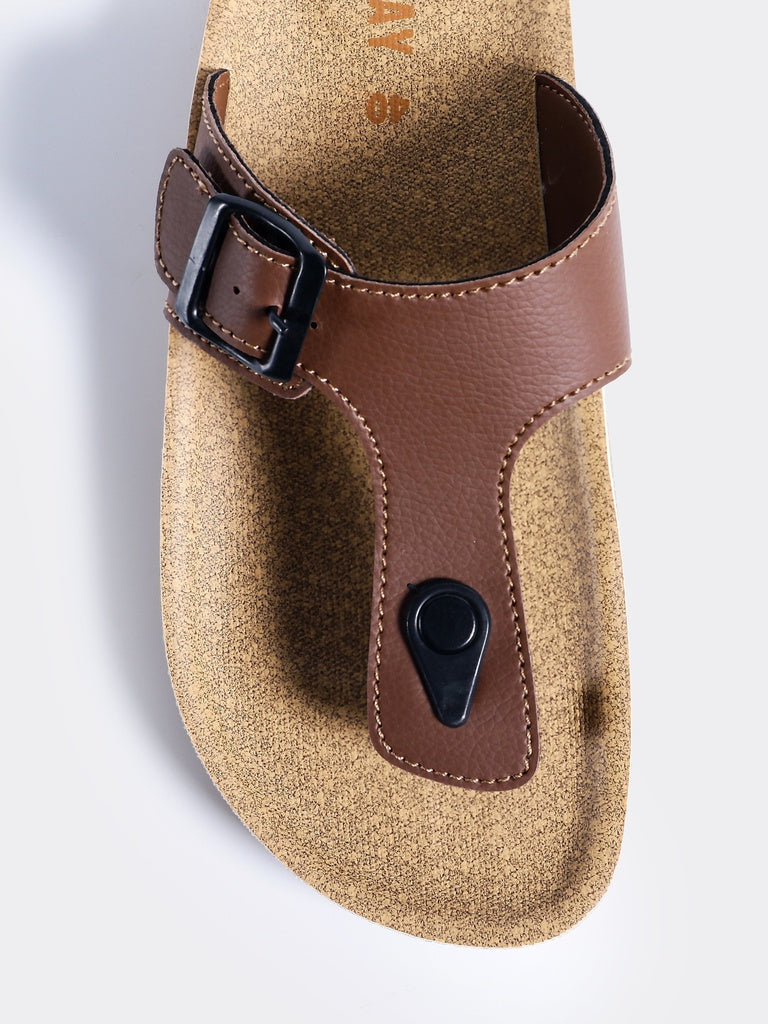 SOLEPLAY Man Tan Monk-Strap Slide Sandals