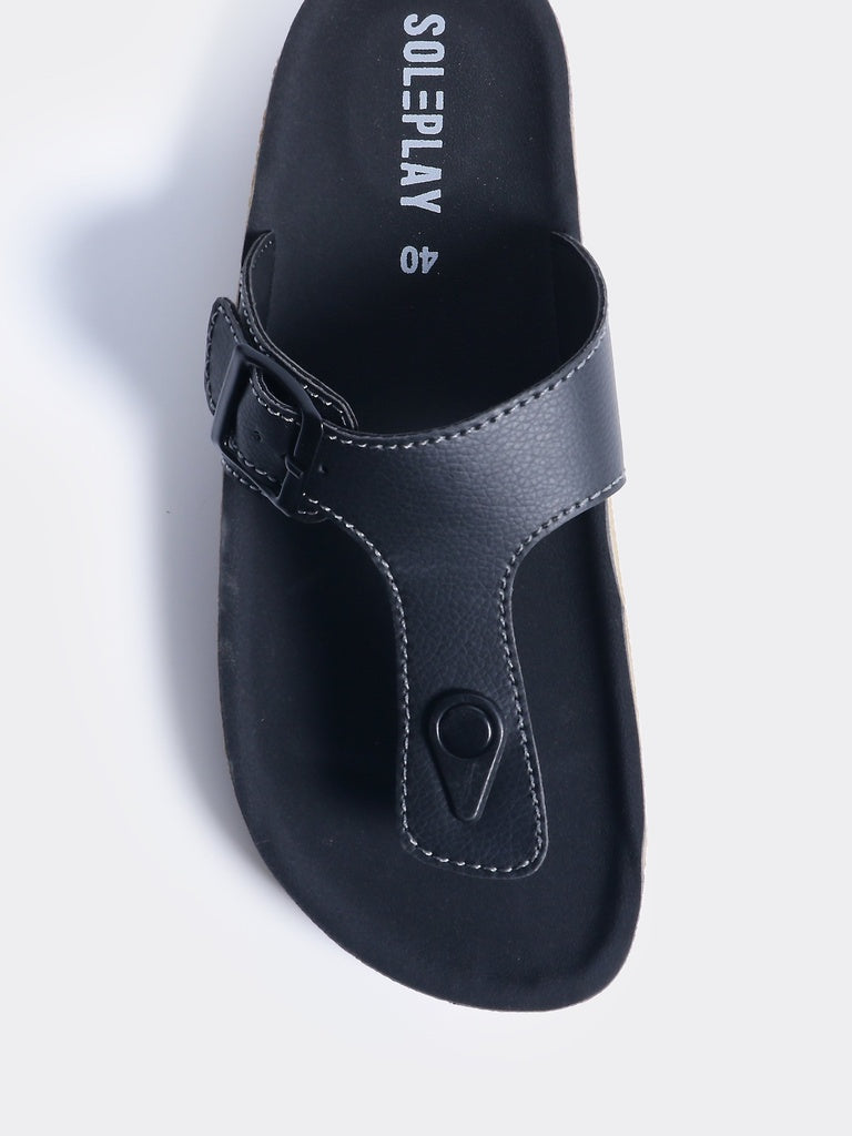 SOLEPLAY Black Thong Slides