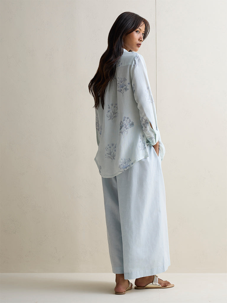 Zuba Light Blue Floral Printed Tunic