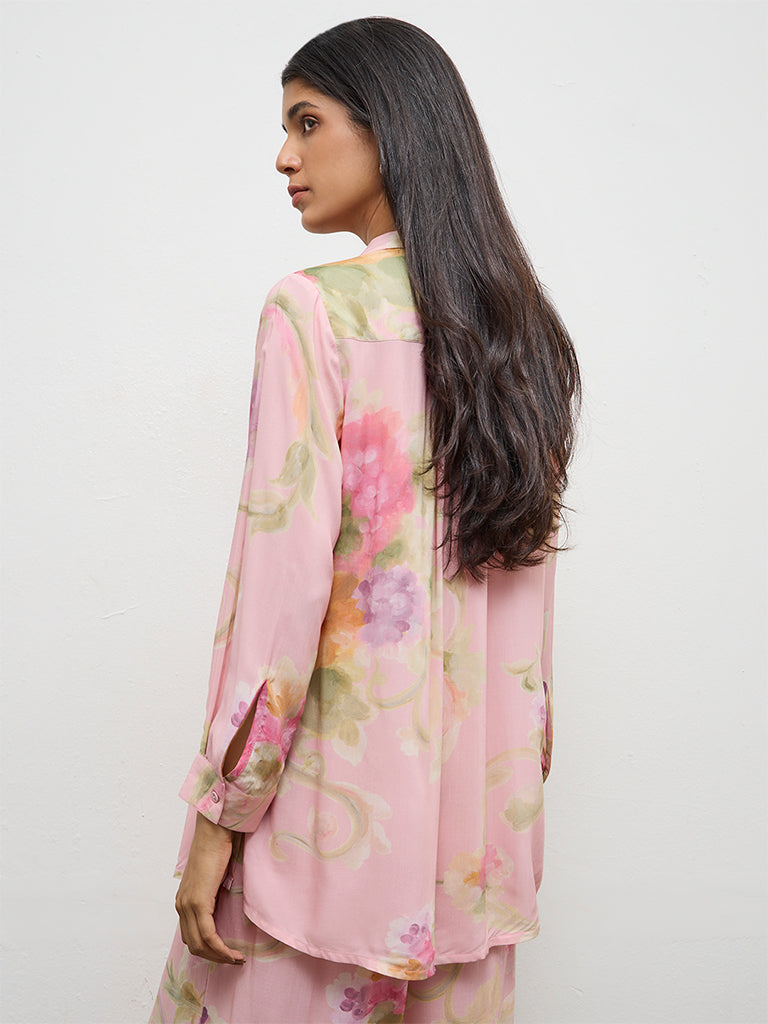 Utsa Pink Floral Design Tunic