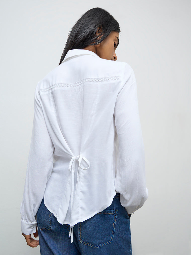 LOV Off-White Lace Embroidered Shirt