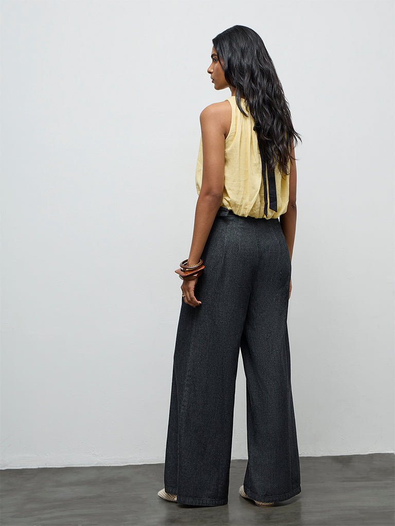 LOV Dark Charcoal Wide-Leg High-Rise Jeans
