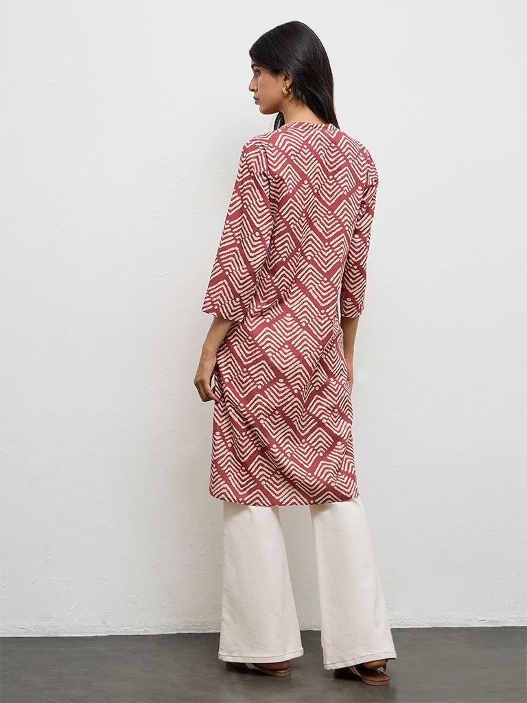 Utsa Rust Printed Cotton Straight Kurta
