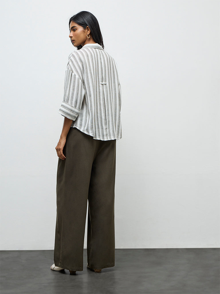 LOV Dark Olive High-Rise Trousers