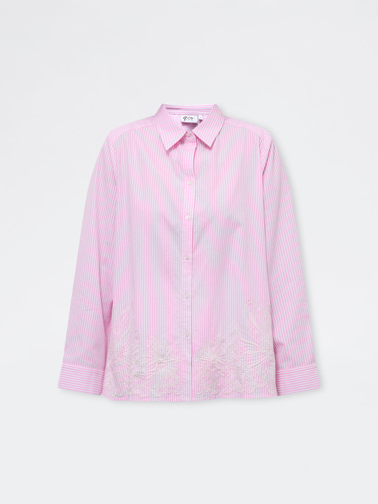 Gia Pink Striped Cotton Shirt