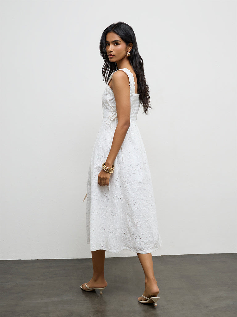 LOV Off-White Broderie Anglaise A-Line Dress