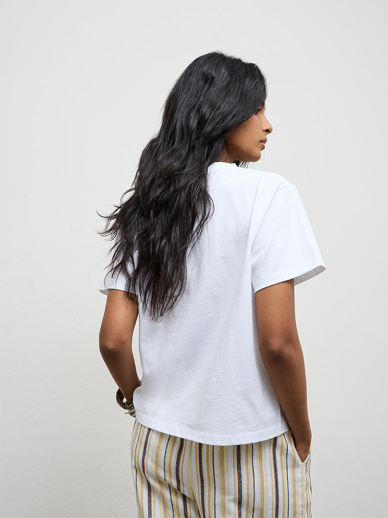 LOV White Embellished Cotton T-Shirt