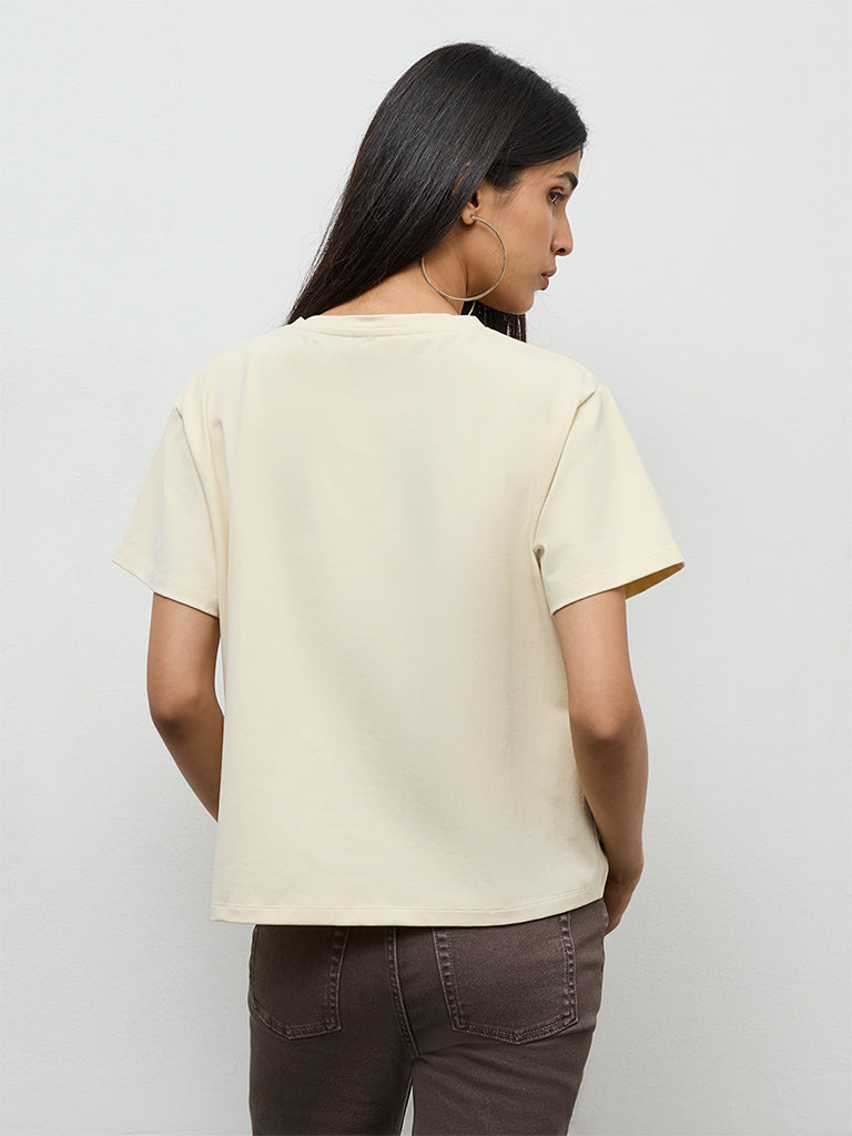 LOV Off-White Embroidered Cotton-Blend T-Shirt