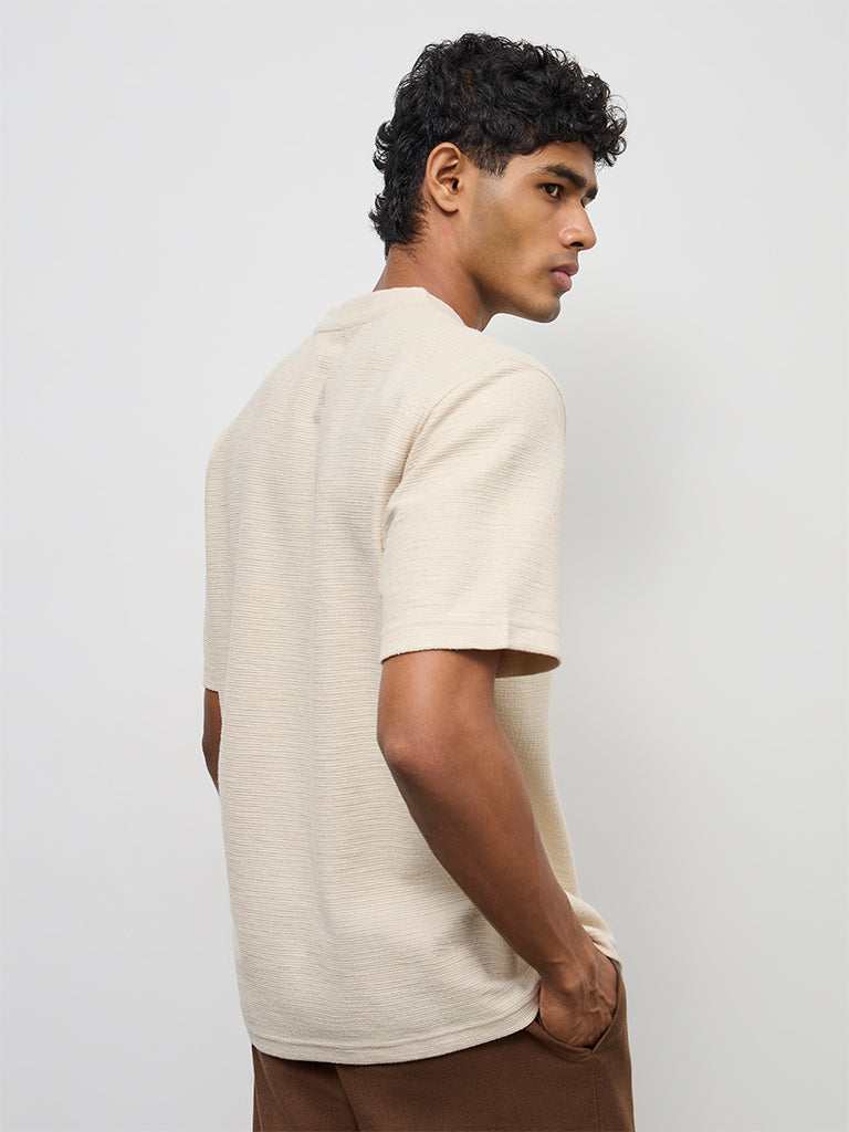 ETA Cream Textured Relaxed-Fit Cotton-Blend T-Shirt