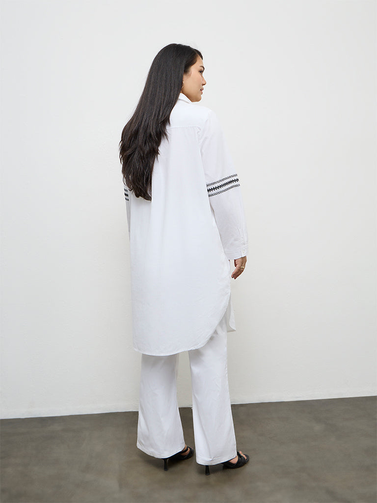 Gia White Embroidered Cotton Tunic