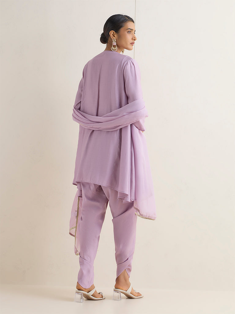 Vark Lilac Beadwork A-Line Ethnic Set