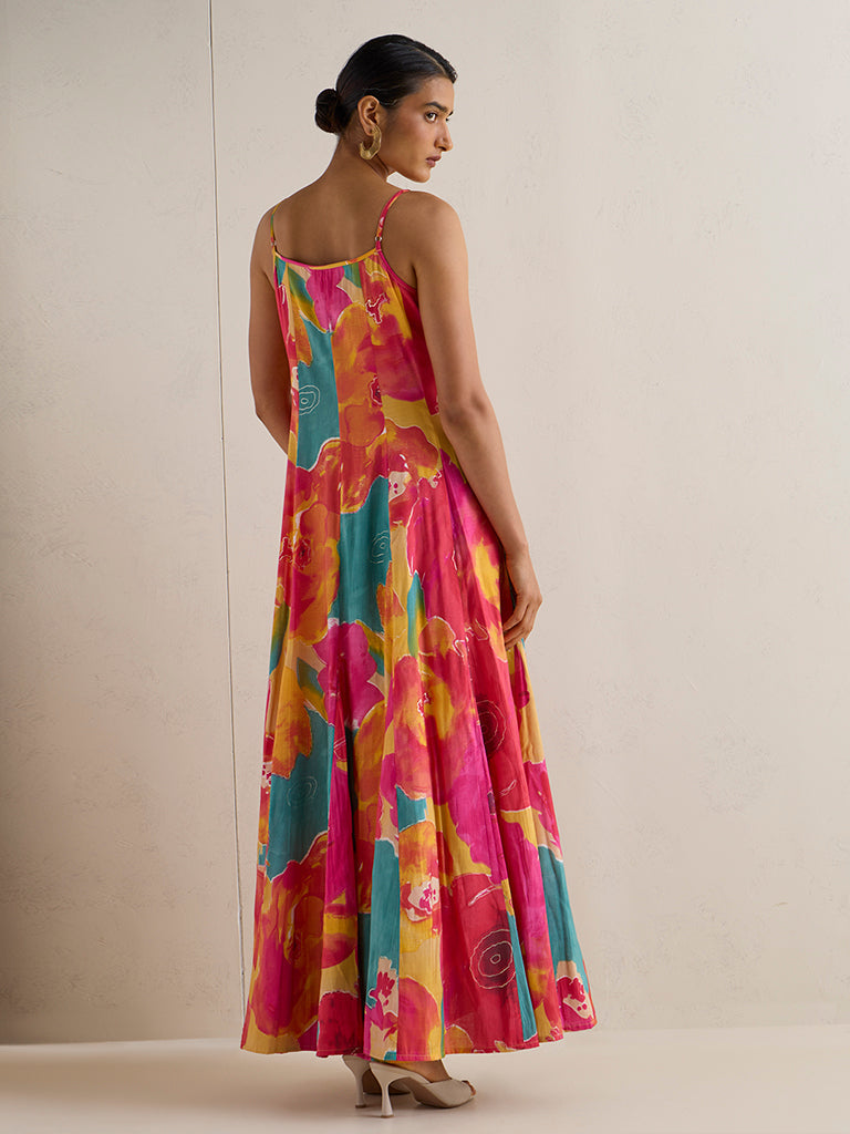 Vark Multicolor Abstract Pattern Maxi A-Line Dress