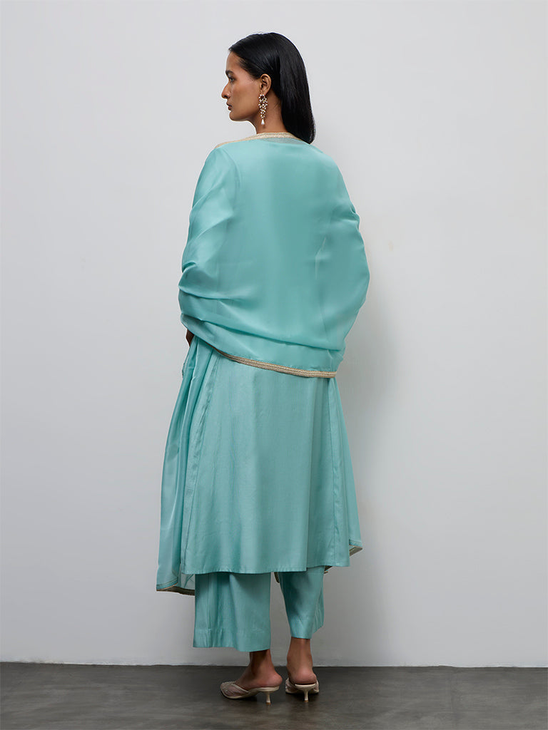 Vark Aqua Embroidered Anarkali Ethnic Set
