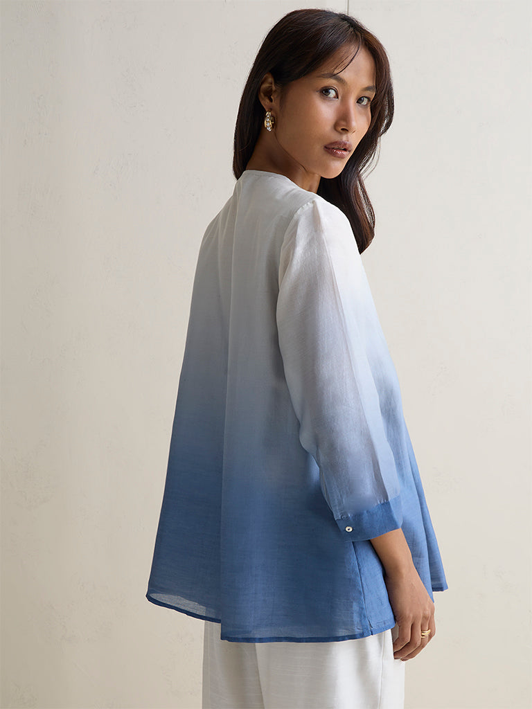 Zuba Blue Ombre-Finish Cotton-Blend Tunic