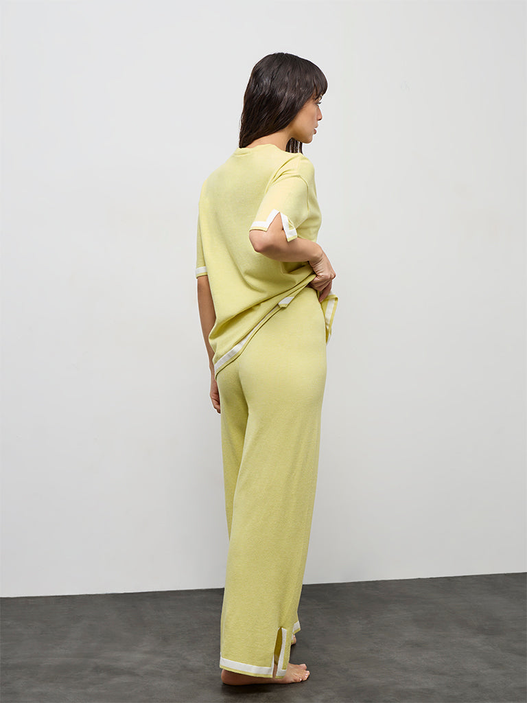Wunderlove Lime Contrast-Detail High-Rise Pants