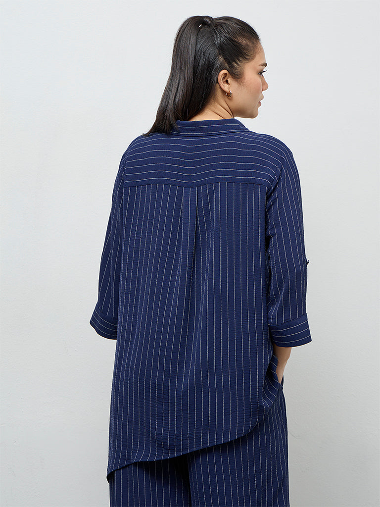 Gia Navy Pinstripe Shirt