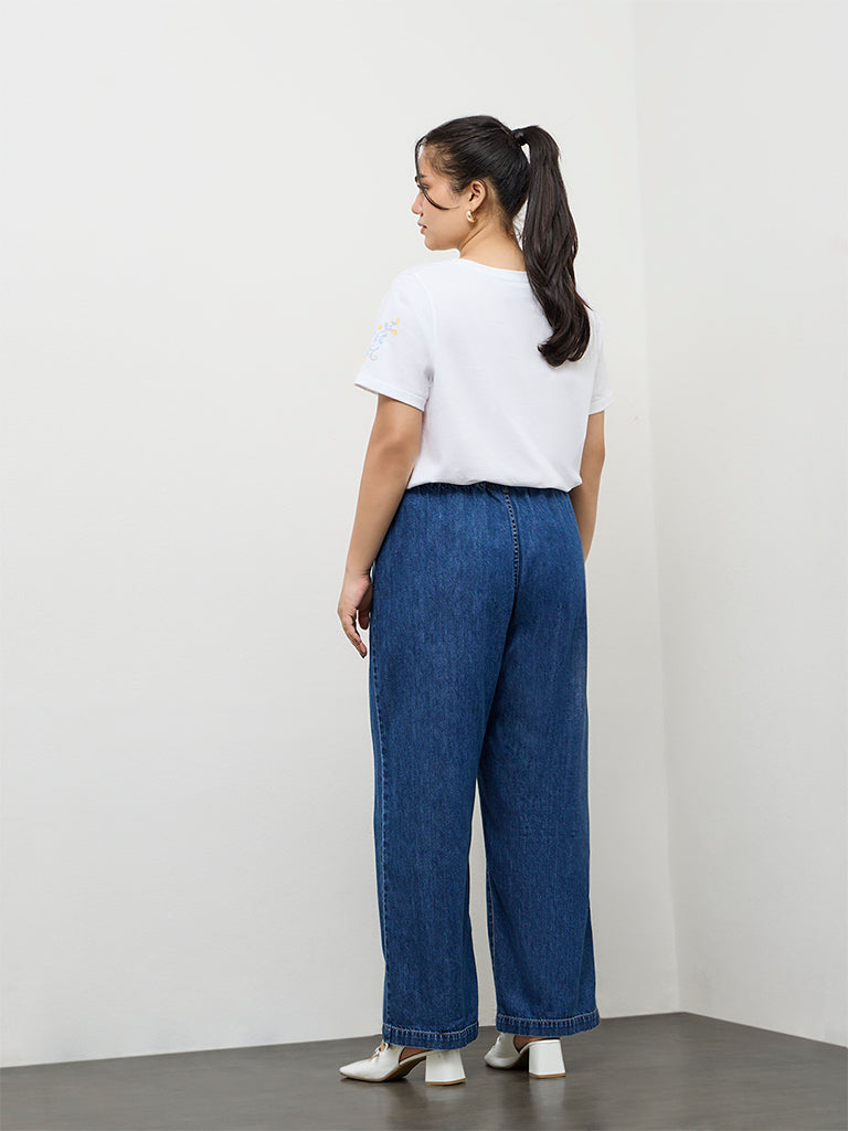 Gia Blue High-Rise Denim Trousers