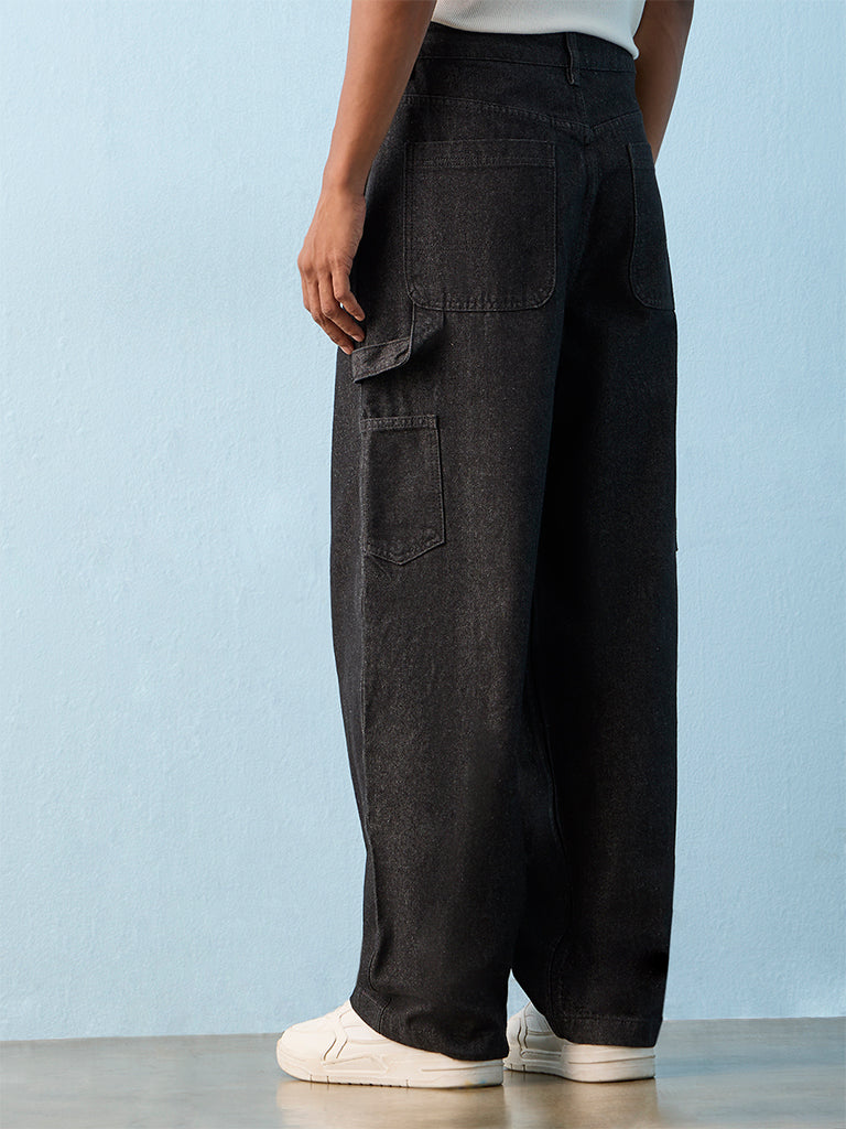 Nuon Black Relaxed-Fit Mid-Rise Jeans