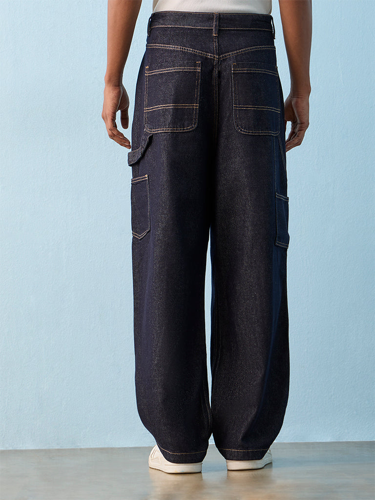 Nuon Dark Blue Relaxed-Fit Mid-Rise Jeans