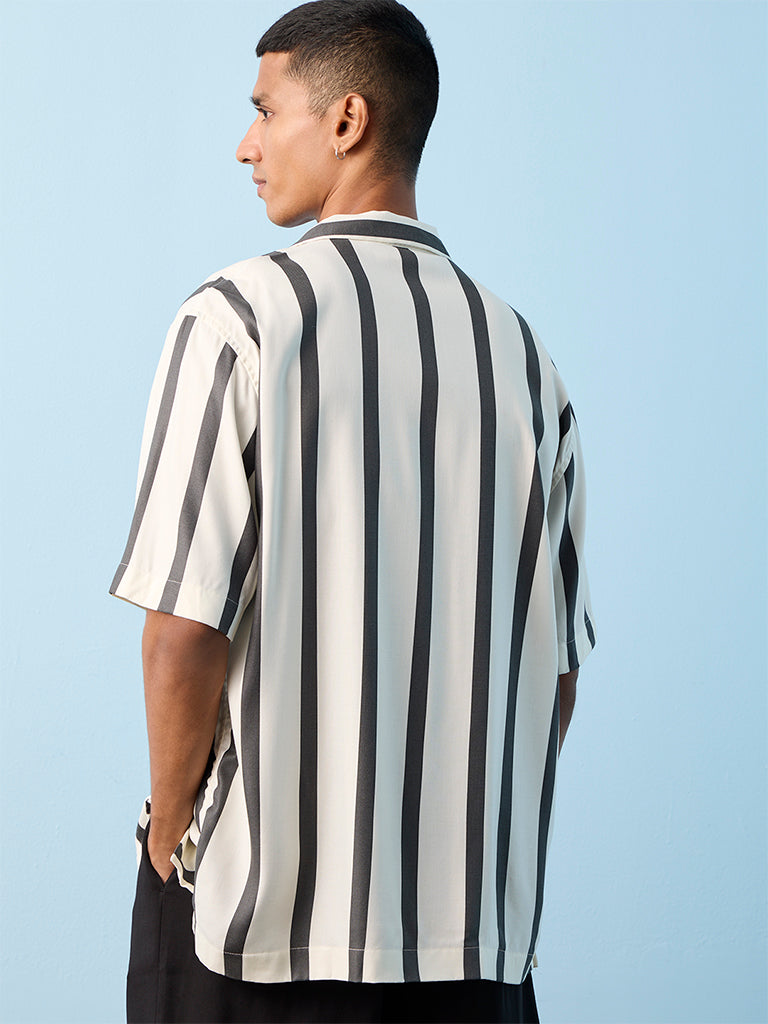 Nuon Off-White Striped Relaxed-Fit Shirt