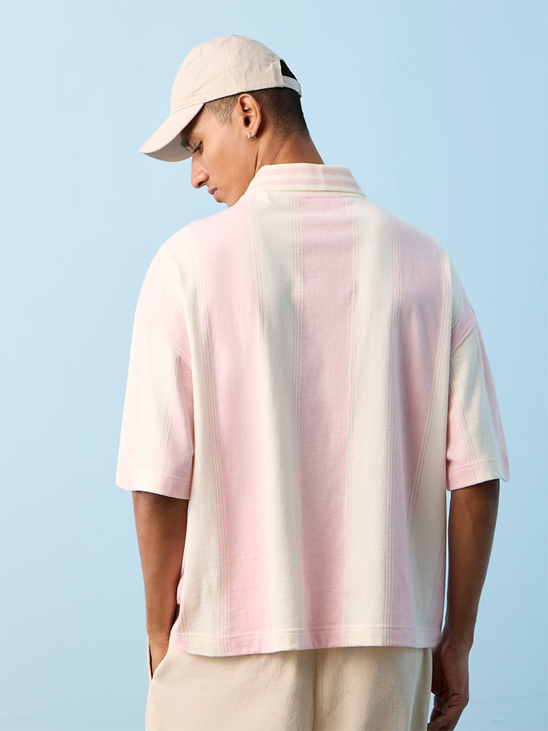Nuon Pink Printed Relaxed-Fit Cotton T-Shirt
