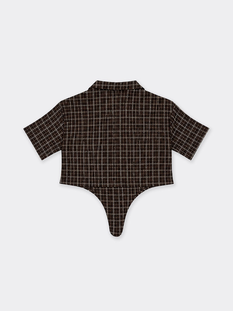 Girls Brown Checked Cotton Shirt