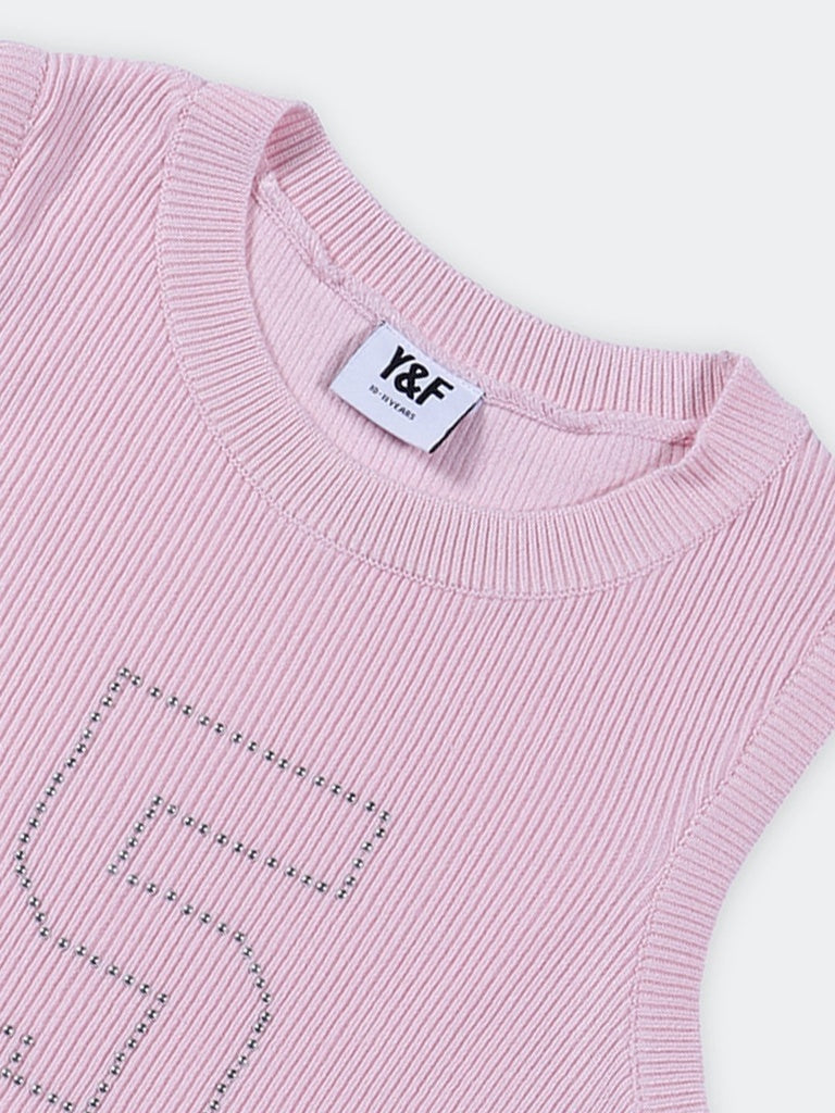 Girls Pink Graphic Printed Top