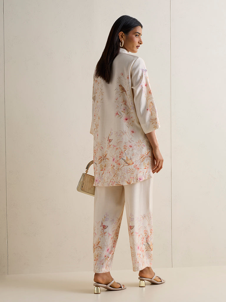 Vark Off-White Nature-Inspired Co-ord Set