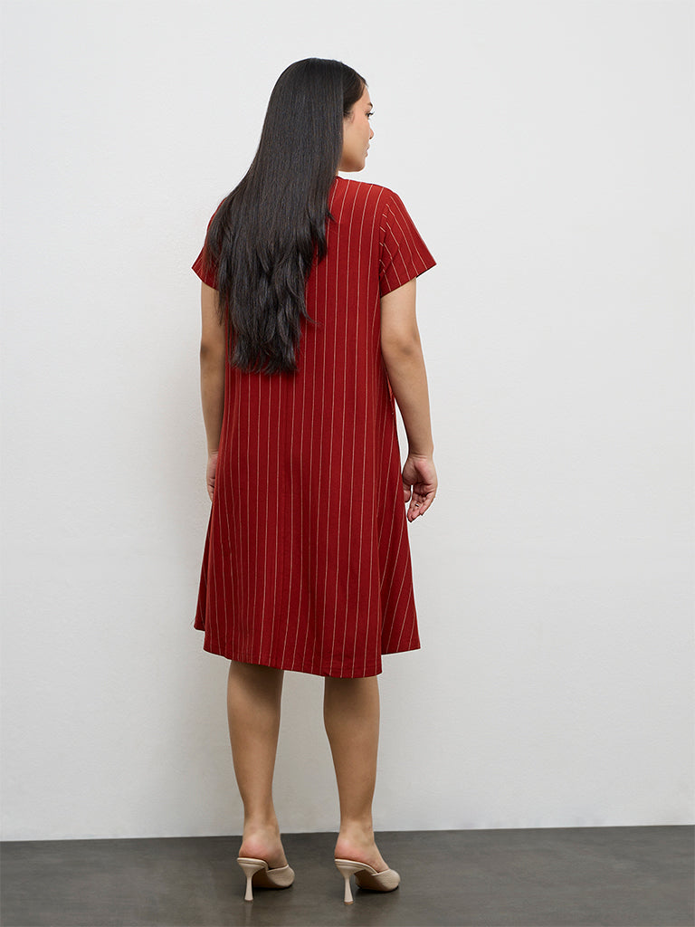Gia Rust Striped A-Line Dress