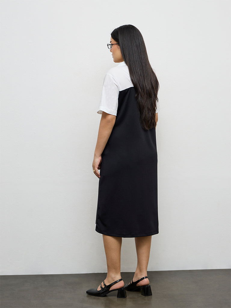 Gia Black Color-Block A-Line Dress