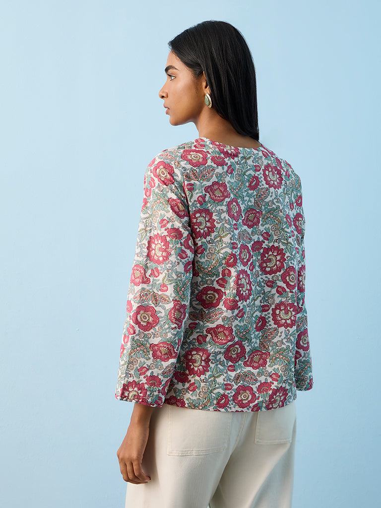 Utsa Multicolor Foliage Pattern Cotton Tunic