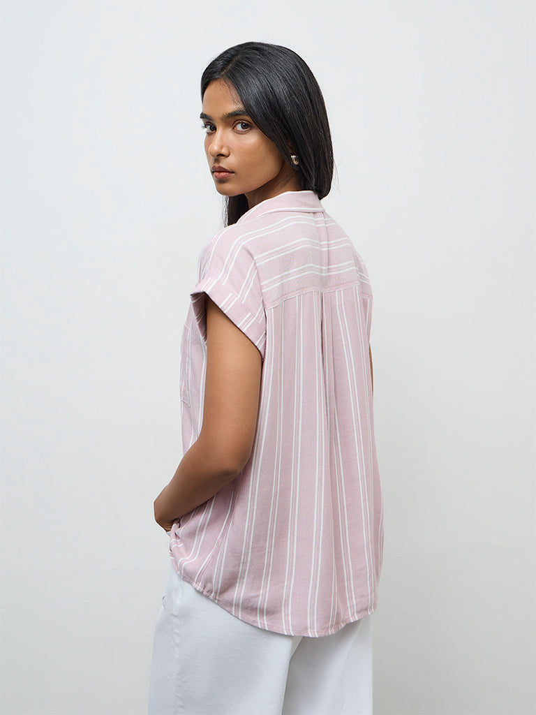 LOV Dusty Pink Striped Cotton Shirt