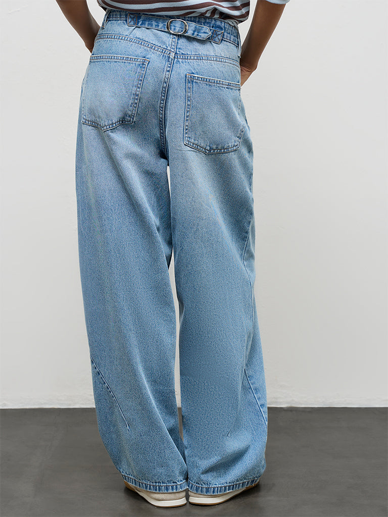 Nuon Light Blue Washed High-Rise Jeans