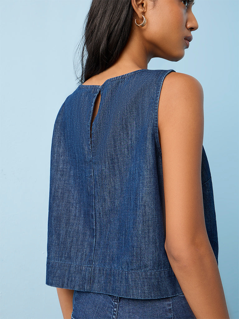 LOV Dark Blue Denim Blouse