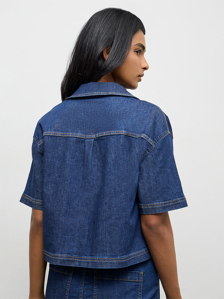 LOV Dark Blue Denim Blouse