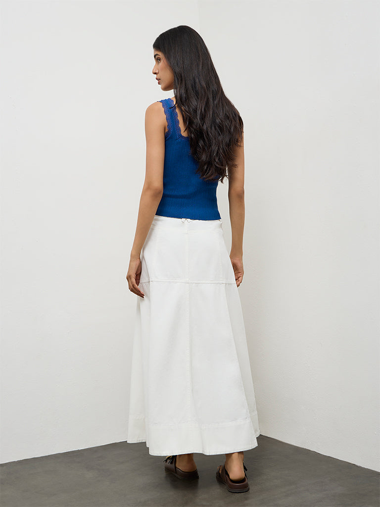 LOV Off-White High-Rise Cotton Skirt