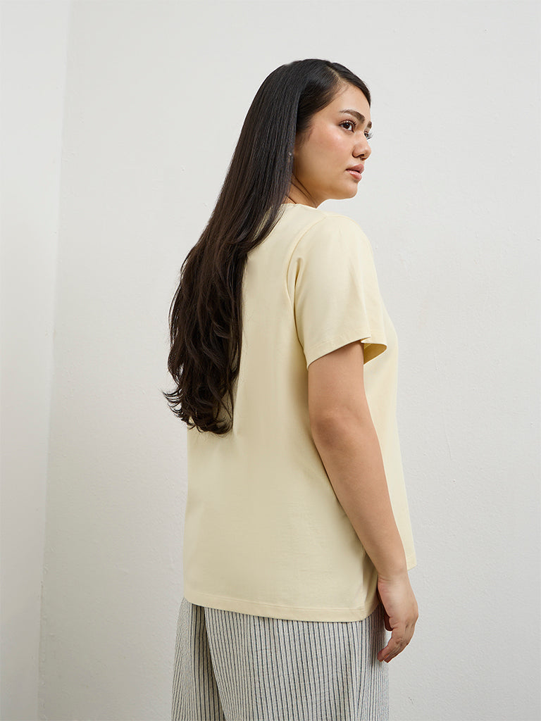Gia Cream Embroidered Cotton T-Shirt