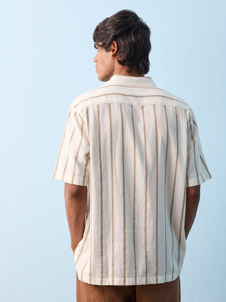 ETA Off-White Striped Relaxed-Fit Cotton Shirt
