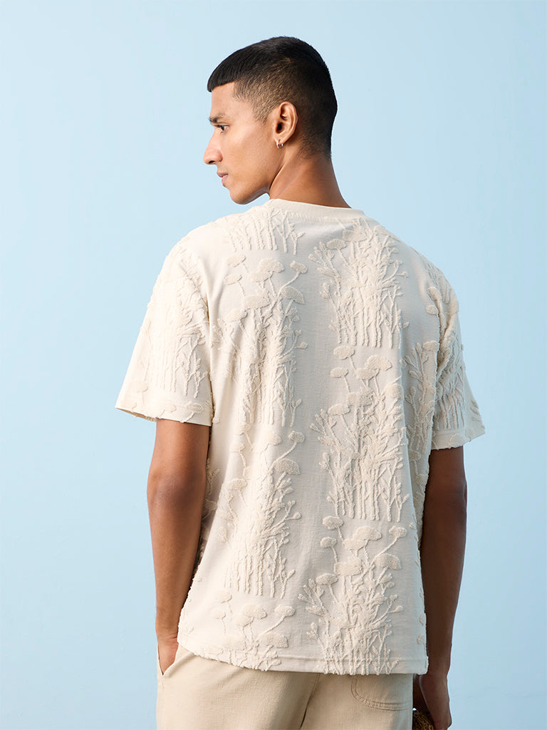 ETA Off-White Botanical Textured Relaxed-Fit Cotton-Blend T-Shirt