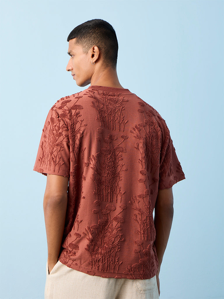 ETA Coral Botanical Textured Relaxed-Fit Cotton-Blend T-Shirt